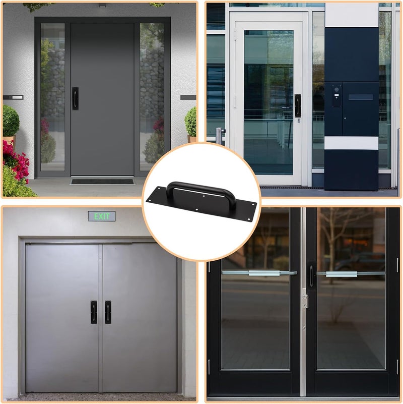 Mormchlots 2Pcs Large Black Stainless Steel Heavy Duty Barn Door Pulls, Pull Push Plate Handle, Pull and Push Plate Handle for Wooden or Composite Door(1 Pair) - Image 5